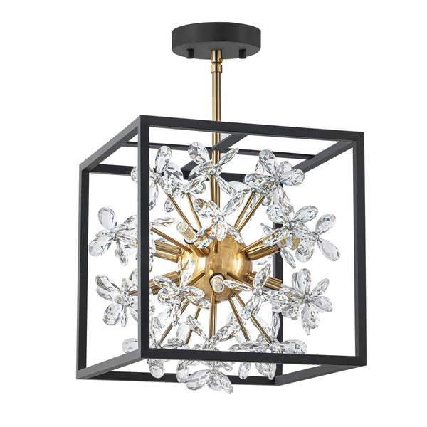 Dravyn 8-Light Cage Crystal Sputnik Starburst Semi-Flush Mount (12")
