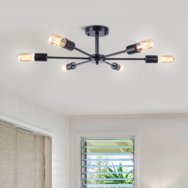 Whispora 6-Light Dimmable Linear Contemporary Semi-Flush Mount (24")