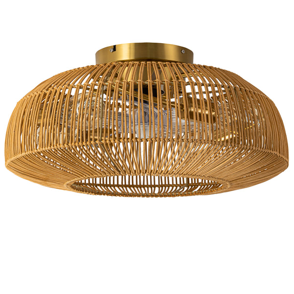 Solith 4-Light Woven Rattan Farmhouse French Country Ceiling Fan (20")