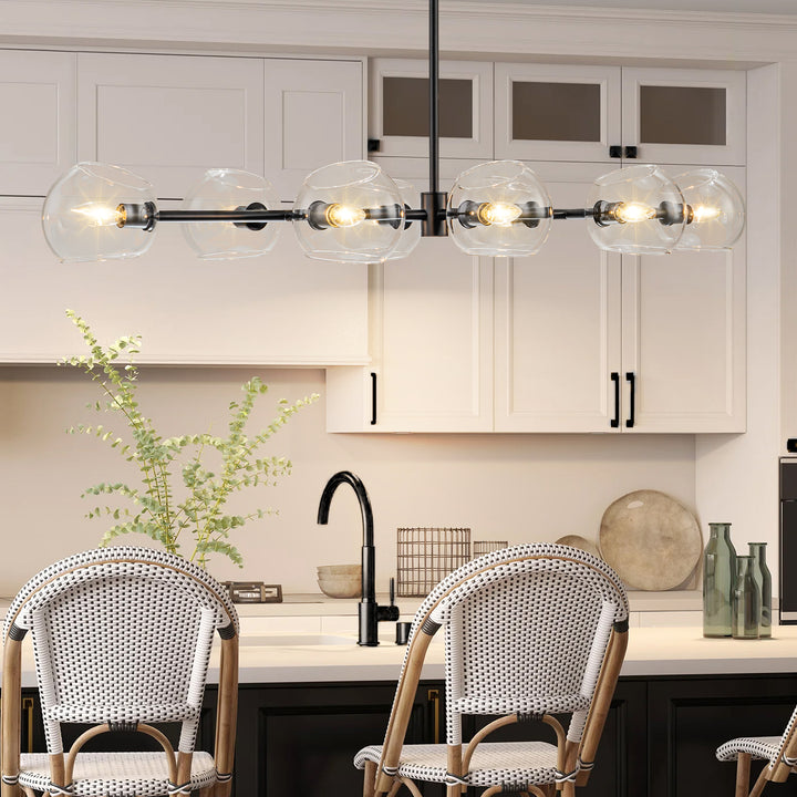 Zenvia 8-Light Linear Globe Bubble Kitchen Island Pendant (48") Brightelier