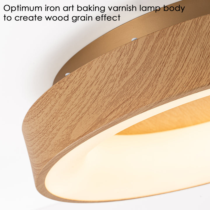 Auralyn 1-Light Dimmable Wooden LED Farmhouse Round Flush Mounted Sconce (15") My Store