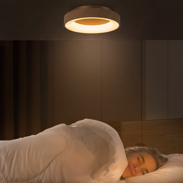 Auralyn 1-Light Dimmable Wooden LED Farmhouse Round Flush Mounted Sconce (15") My Store