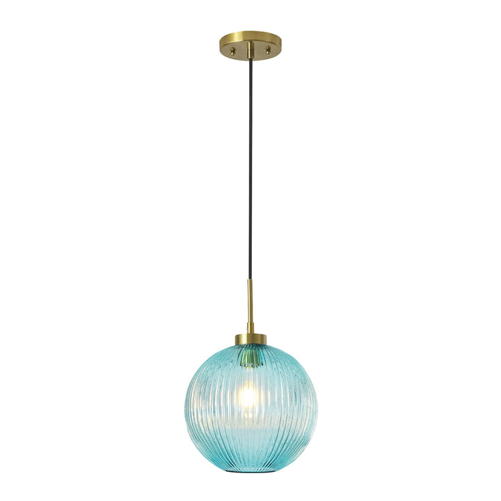 Sylvia 1-Light Dimmable Ribbed Glass Transitional Globe Pendant (9") My Store