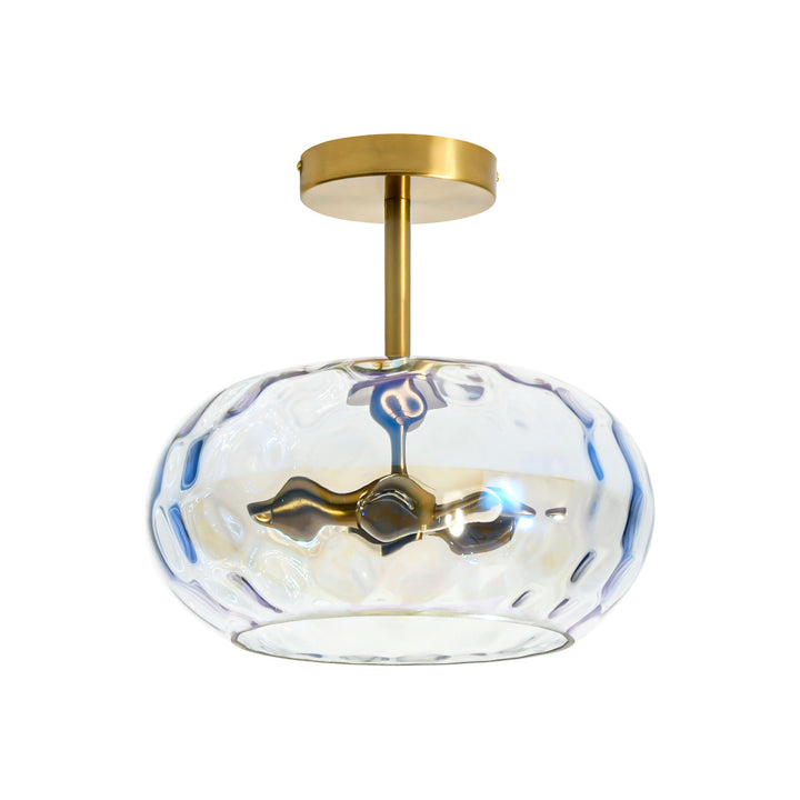 Brillara 1-Light lridescent Water Ripple Glass Semi-Flush Mount Light (12") Brightelier