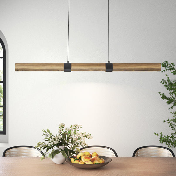 Eclipza LED Dimmable Wood Linear Farmhouse Scandinavian Pendant (41")