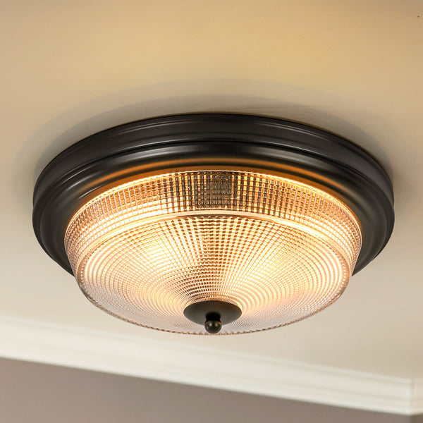 Auralyn 2-Light Dimmable Glass Modern Dome Flush Mounted Sconce (15") Brightelier