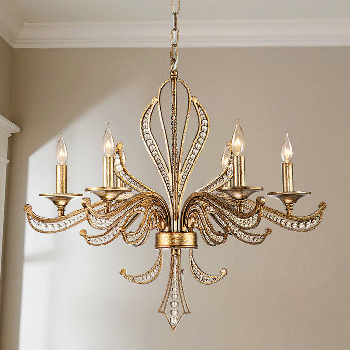 Avelon 6-Light Crystal Beads Empire Modern Vintage Chandelier (27") My Store