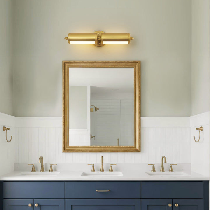 Noctura 1-Light Dimmable Led Vintage Brass Glossy Opal Glass Vanity Light (20") Brightelier