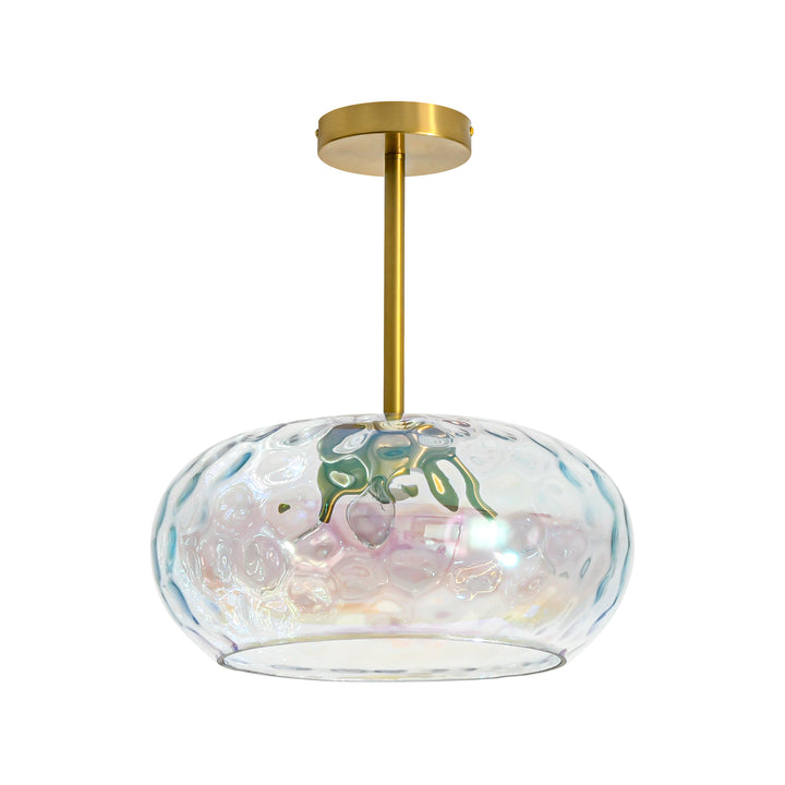 Brillara 1-Light lridescent Water Ripple Glass Semi-Flush Mount Light (12") Brightelier