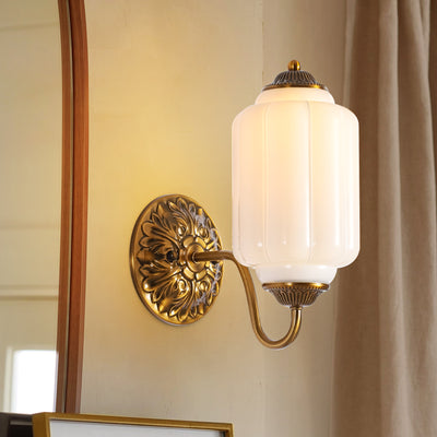 Tranquix 1-Light French Retro Copper Glass Wall Sconce (10