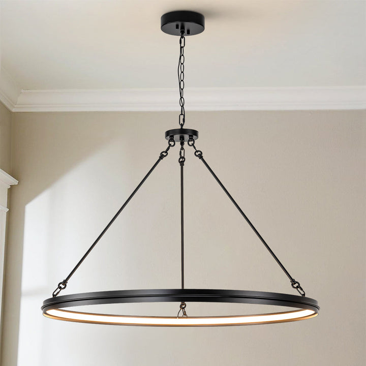 Brixia 1-Light Dimmable Aluminum LED Wagon Wheel Modern Pendant (38") My Store