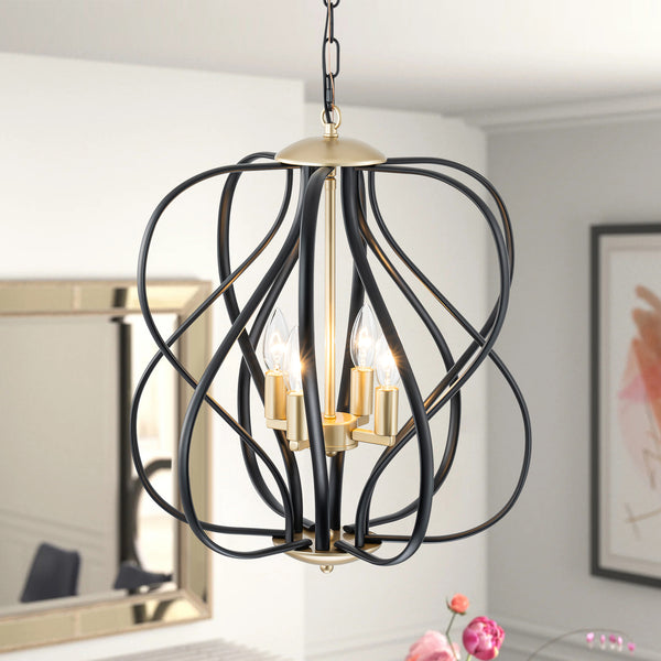 Brillara 4-Light Dimmable Transitional Geometric Chandelier (17")