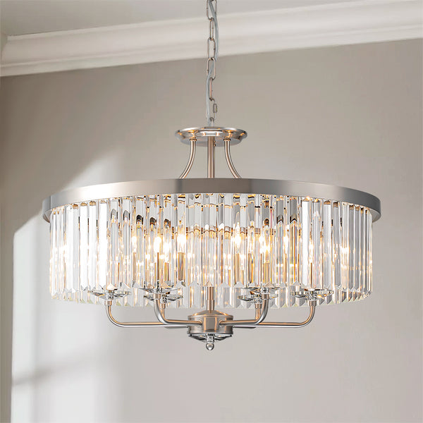 Nuvaya 6-Light Dimmable Crystal Drum Sphere Transitional Chandelier (24") Brightelier