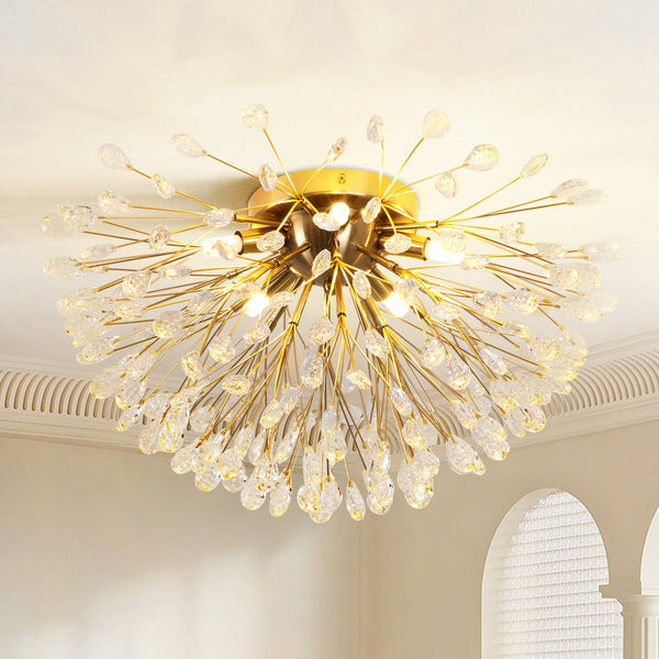 Fosca 5-Light Dimmable Crystal Dandelion Modern Flush Mount (20")