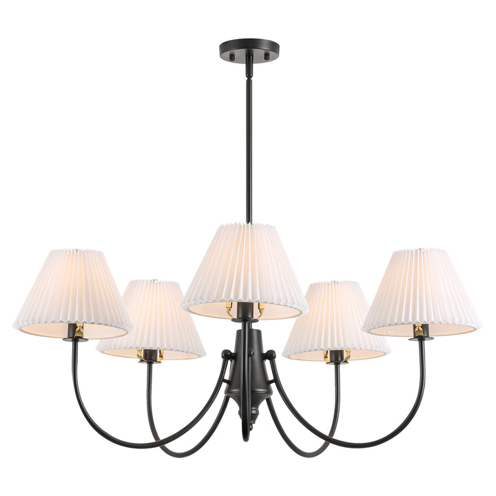 Wesley 5-Light Sputnik Cluster Cone Fabric Shade French Country Chandelier (37") Brightelier