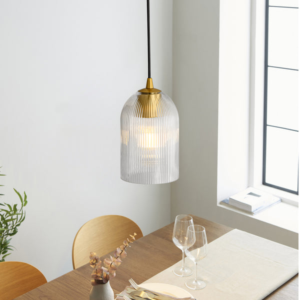 Sylvia 1-Light Dimmable Clear Glass Modern Shaded Pendant (5")