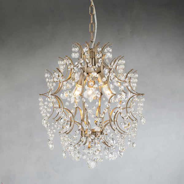 Faylux 3-Light Tiered Cluster Crystal Beads Glam Chandelier (15")