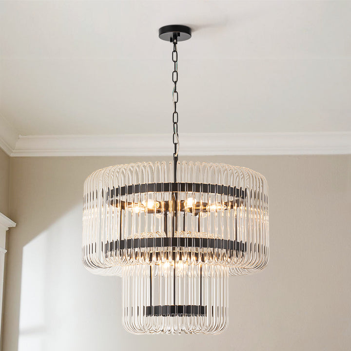 Faylux 9-Light Dimmable Tiered Transitional Modern Chandelier (20") Brightelier