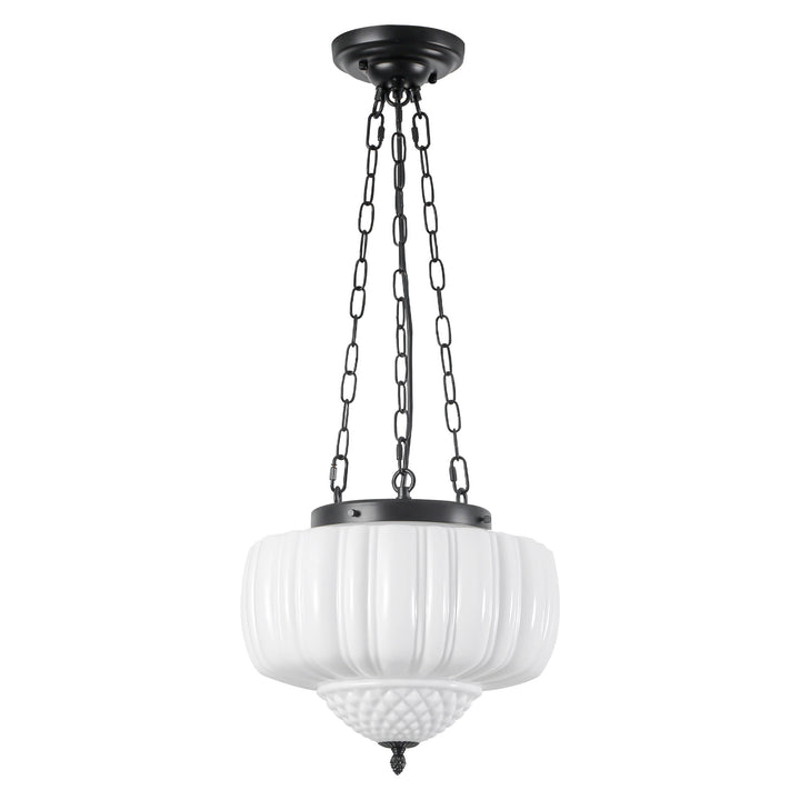 Axuvia 1-Light White Schoolhouse Traditional Pendant (15") Brightelier