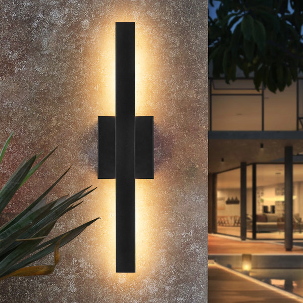 Tivora 2-Light Dimmable Aluminum LED Industrial Rectangular Outdoor Wall Sconce (20")
