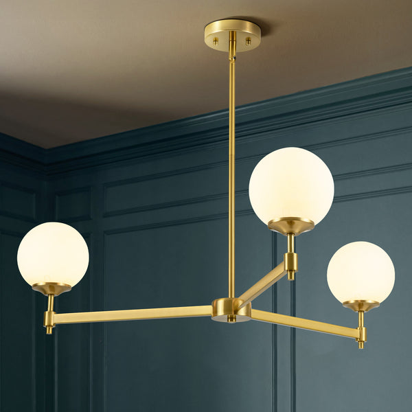 Veylin 3-Light Dimmable Glass Modern Globe Chandelier (")