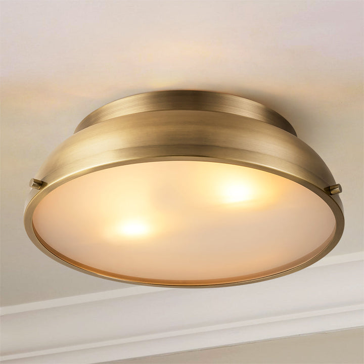 Lumisca 2-Light Aged Brass Contemporary Glam Flush Mount Light (14") My Store