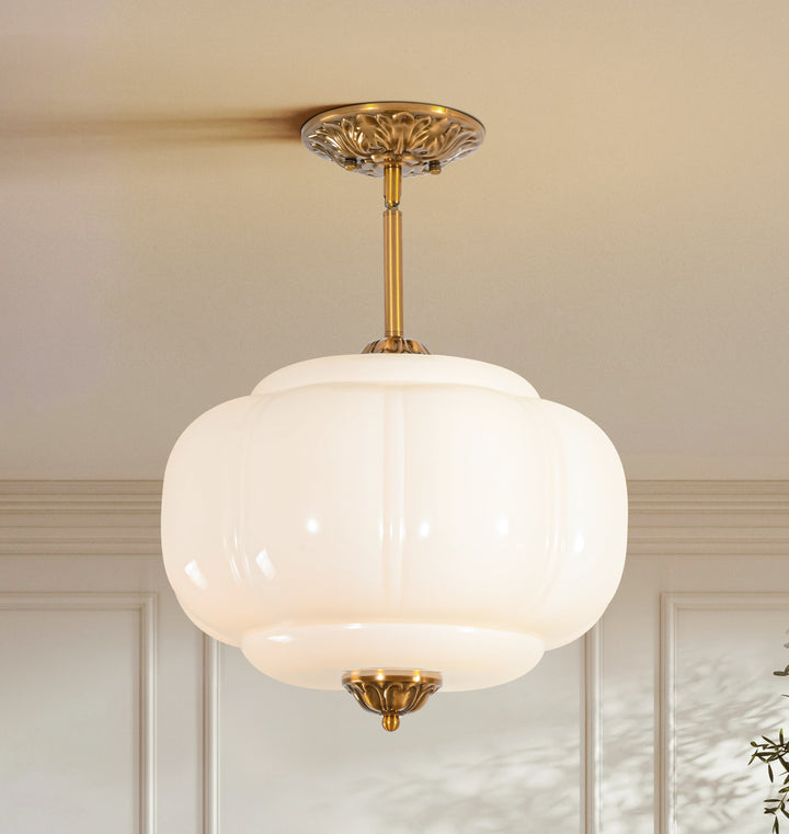 Terrana 1-Light lce-cream Ceramic Socket Ceiling Light (15") Brightelier