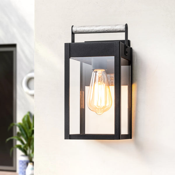 Castrelle 1-Light Dimmable Lantern Modern Outdoor Wall Sconce (11")