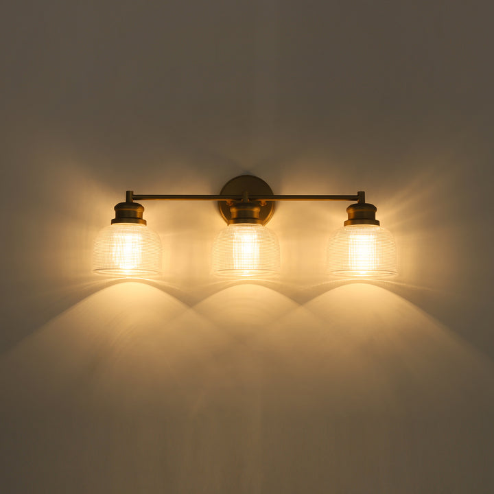 Orbliss 3-Light Linear Bowl Grid Glass Modern Vanity Light (24") Brightelier