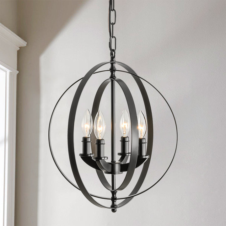 Spindra 4-Light Farmhouse Globe Candlestick Rustic Chandelier (16") Brightelier