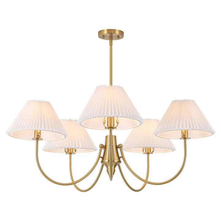 Wesley 5-Light Sputnik Cluster Cone Fabric Shade French Country Chandelier (37") Brightelier