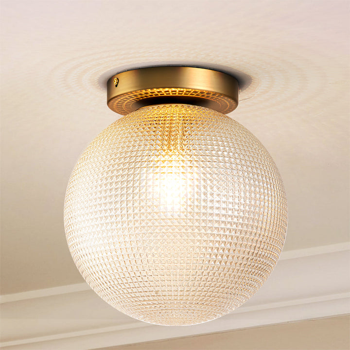 Brindlea 1-Light Dimmable Textured Glass Globe Flush Mount (10") My Store
