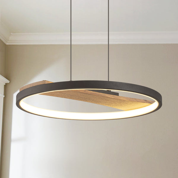 Lumisca LED Circle Round Wood Integrated Modern Pendant (16") Brightelier