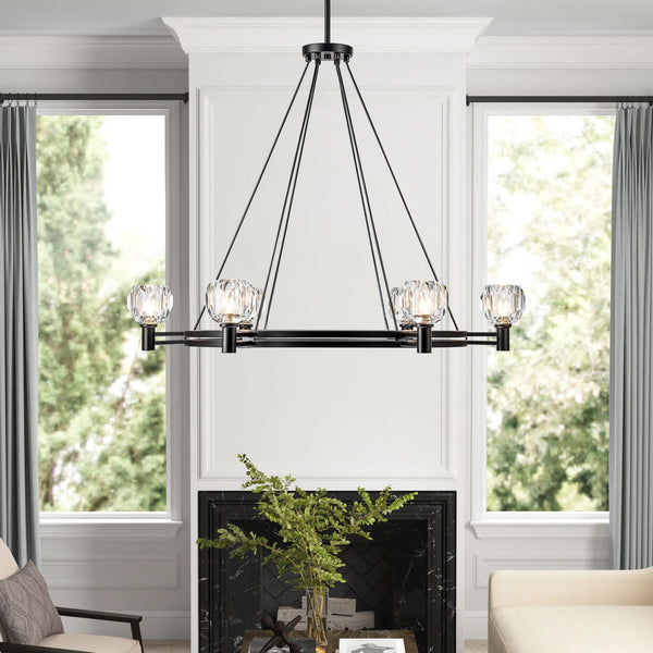 Dresqui 6-Light Dimmable Wheel Crystal Mid-Century Chandelier (35")
