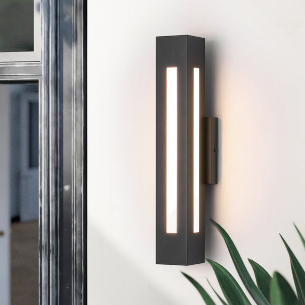 Velenta 1-Light Dimmable LED Modern Rectangle Outdoor Wall Sconce (19")