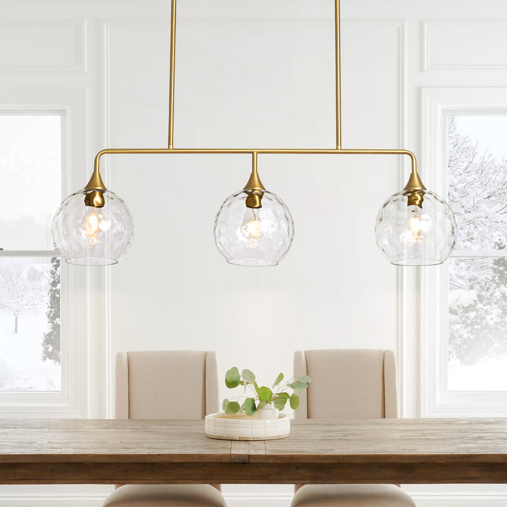 Noctura 3-Light Linear Clear Textured Glass Modern Pendant (39") My Store