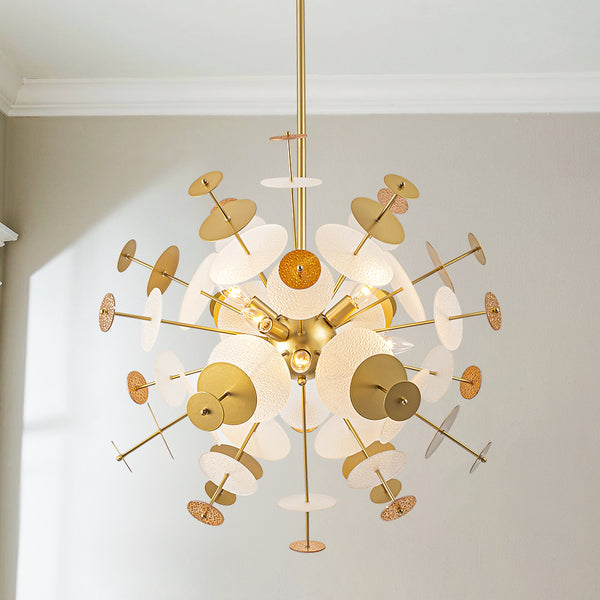 Brindlea 9-Light Linear Starburst Textured Glass Classic Glam Chandelier (28") Brightelier