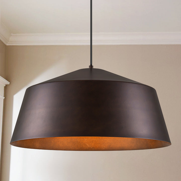 Noctiva 1-Light Antique Brown Dome Industrial Pendant (21") Brightelier