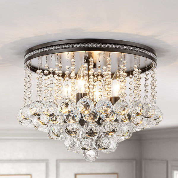 Regalyn 4-Light Crystal Mid-Century Modern Semi-Flush Mount (15")