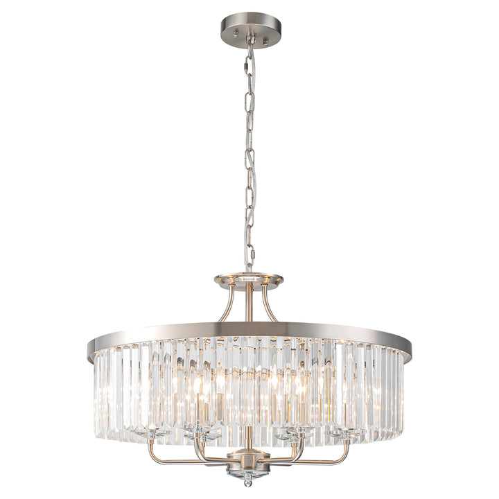 Nuvaya 6-Light Dimmable Crystal Drum Sphere Transitional Chandelier (24") Brightelier