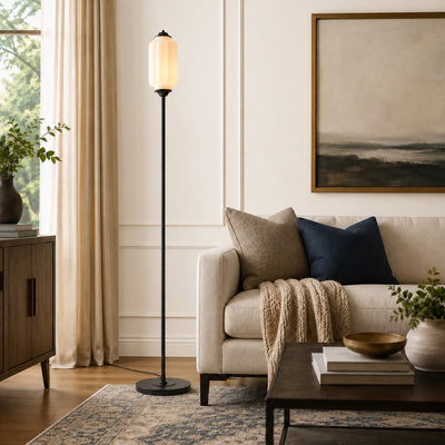 Terrana 1-Light Vintage Milk Glass Floor Lamp