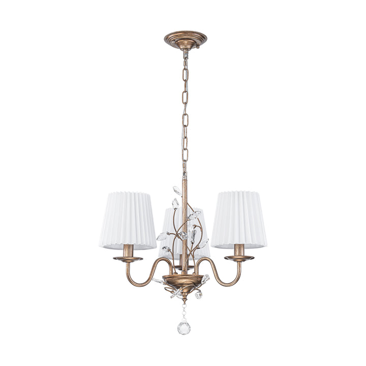 Dresqui 3-Light Dimmable Vintage Antique Fabric Pleated Shades Chandelier (21") Brightelier