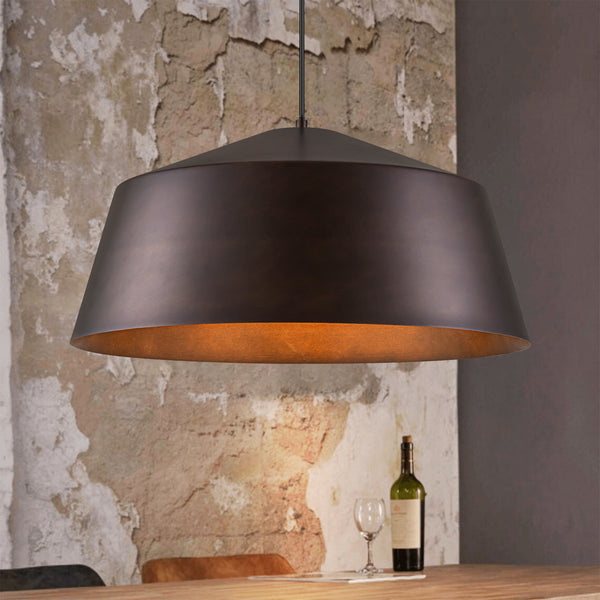 Noctiva 1-Light Antique Brown Dome Industrial Pendant (21")