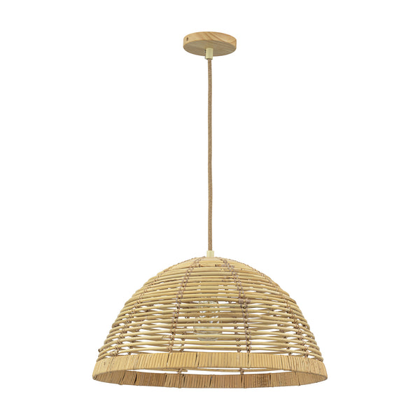 Arcluna 1-Light Natural Bamboo Woven Dome Boho Pendant (20")