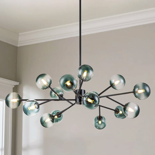 Veylin 15-Light Sputnik Modern Linear Glass Bubble Chandelier(41")