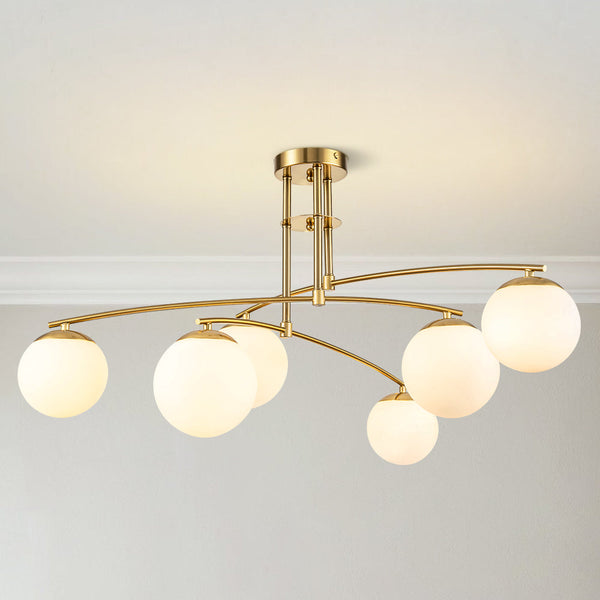 Verala 6-Light Glass Bubble Mid-Century Modern Semi-Flush Mount (32") My Store
