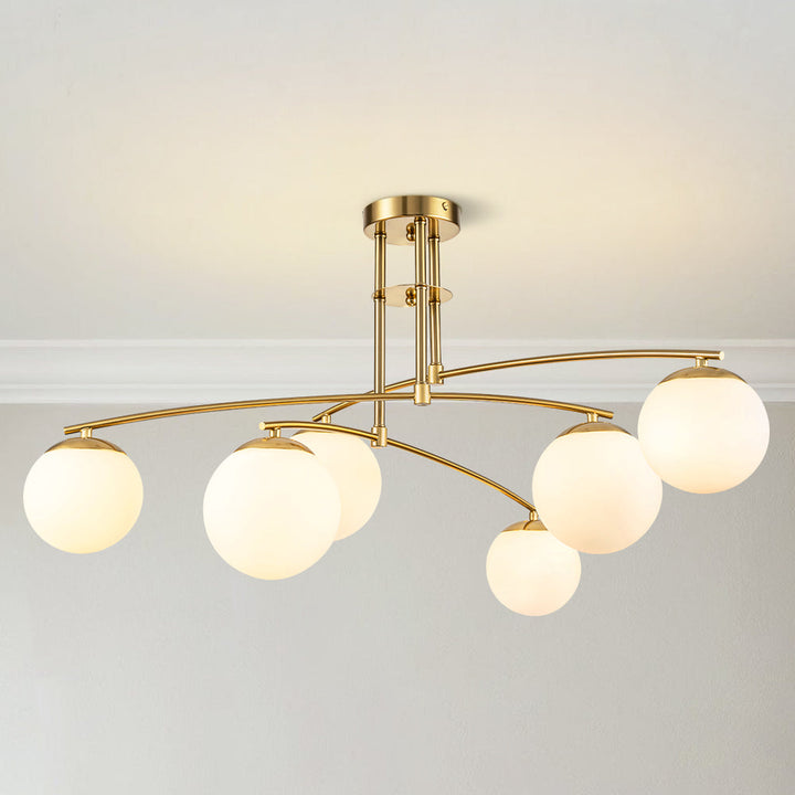 Verala 6-Light Glass Bubble Mid-Century Modern Semi-Flush Mount (32") My Store