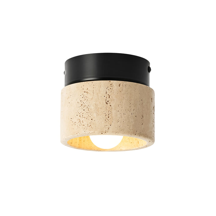 Orvra 1-Light Yellow Travertine Modern Cylindrical Wall/Ceiling Mounted Light (4") My Store