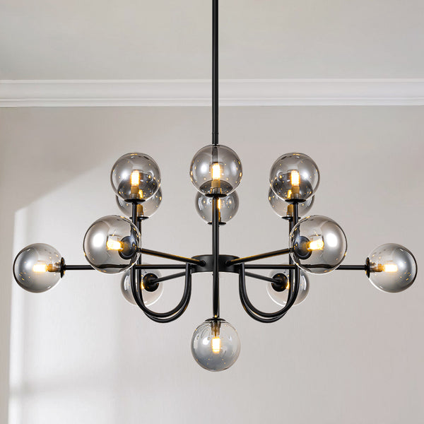 Dresqui 13-Light Sputnik Modern Linear Glass Bubble Chandelier (38")