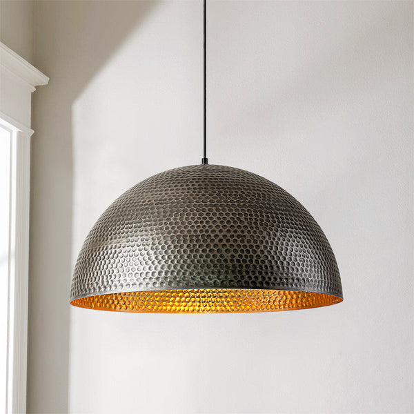 Sparla 1-Light Hammered Antique Dome Industrial Pendant (15"-24")